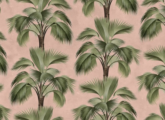 Rebel Walls R21441 Eden Escape Tropical Rhythm Pink - mural w palmy