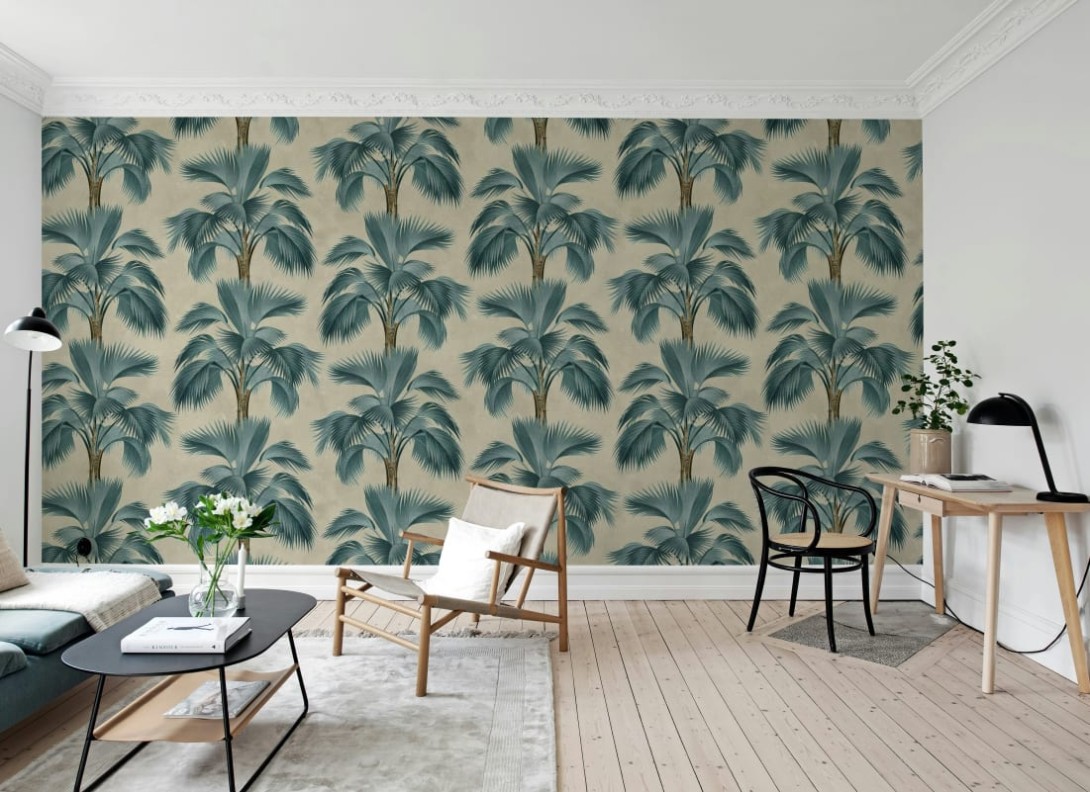 Rebel Walls R21443 Eden Escape Tropical Rhythm Blue - mural w palmy