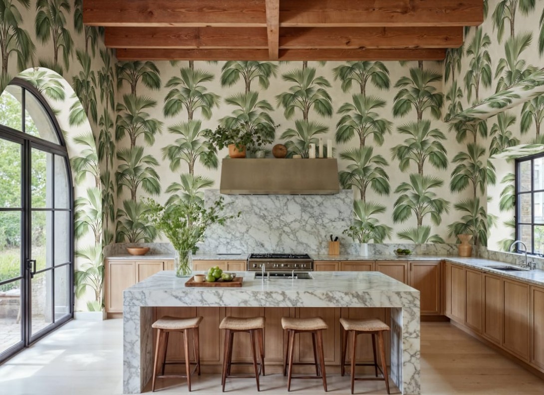 Rebel Walls R21444 Eden Escape Tropical Rhythm Beige - mural w palmy