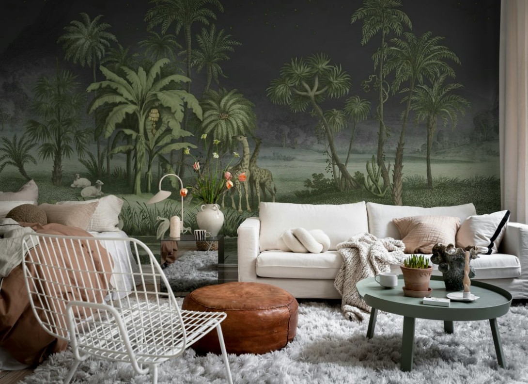 Rebel Walls R20895 Eden Escape Giraffe Savannah Nightfall - mural w krajobraz sawanny