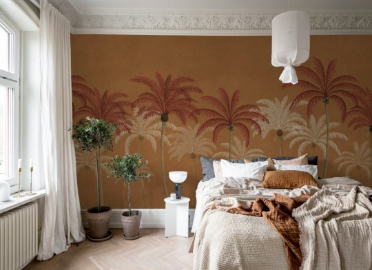 Rebel Walls R20911 Eden Escape Palm Parade Orange - mural w palmy