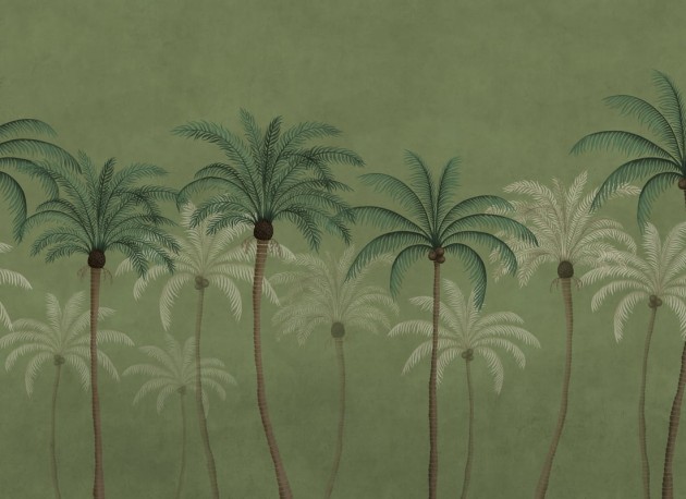 Rebel Walls R20912 Eden Escape Palm Parade Green - mural w palmy