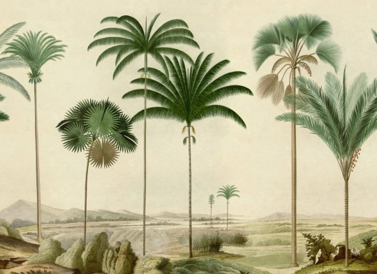 Rebel Walls R20869 Eden Escape Vintage Palms Green - mural w ręcznie malowane palmy