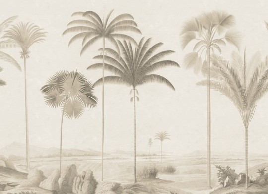 Rebel Walls R20870 Eden Escape Vintage Palms Beige - mural w ręcznie malowane palmy