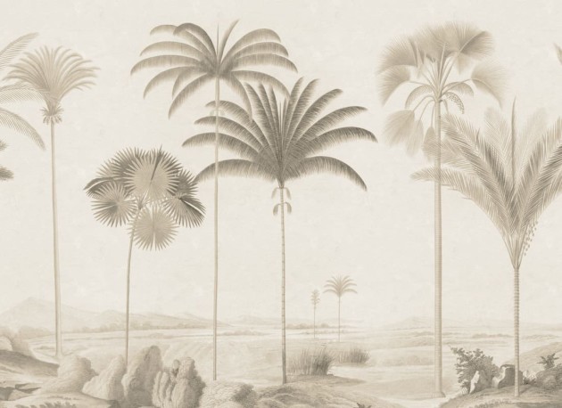 Rebel Walls R20870 Eden Escape Vintage Palms Beige - mural w ręcznie malowane palmy