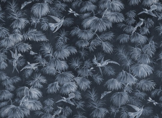 Rebel Walls R20907 Eden Escape Humming Harmony Blue - mural w ptaki i ważki w stylu vintage