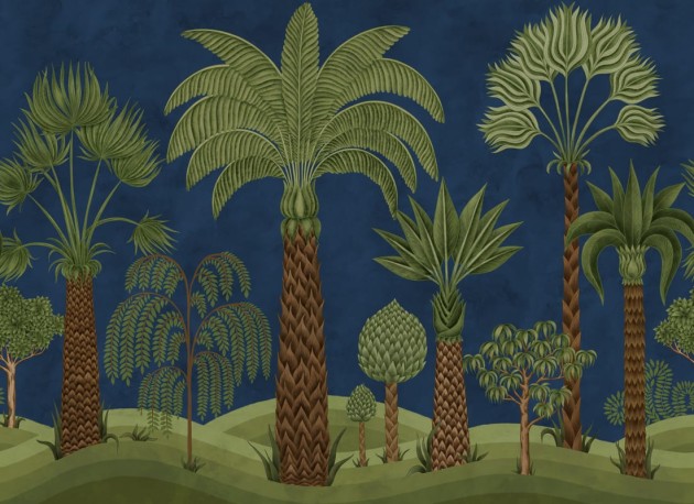 Rebel Walls R21475 Eden Escape Botanical Bliss Dark Blue - mural w tropikalny krajobraz