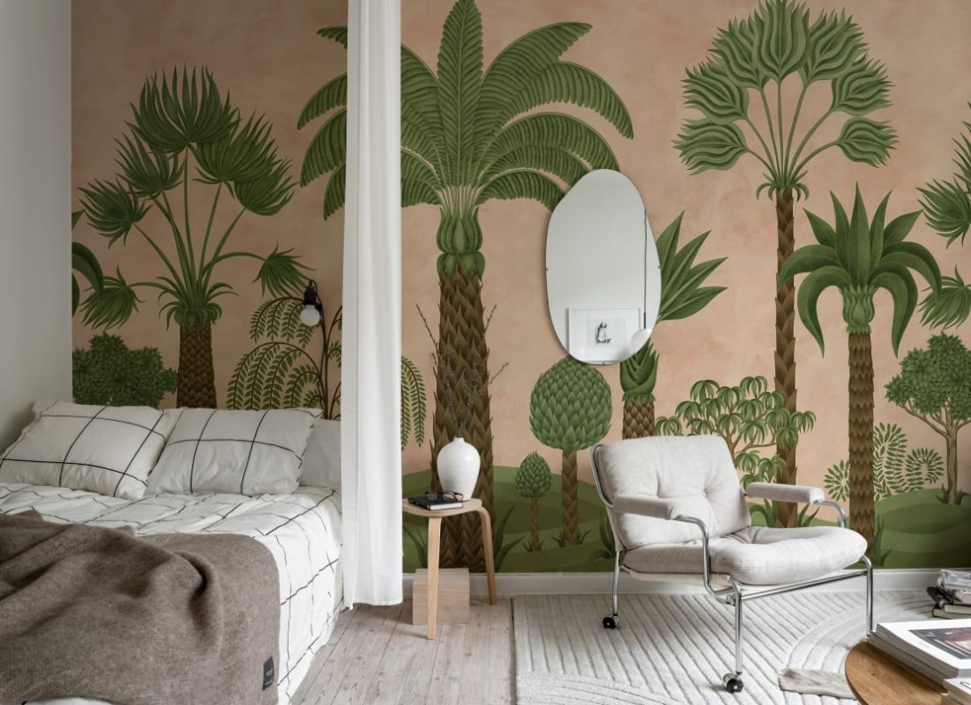 Rebel Walls R21476 Eden Escape Botanical Bliss Peach - mural w tropikalny krajobraz
