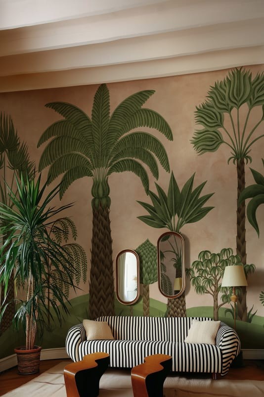 Rebel Walls R21476 Eden Escape Botanical Bliss Peach - mural w tropikalny krajobraz