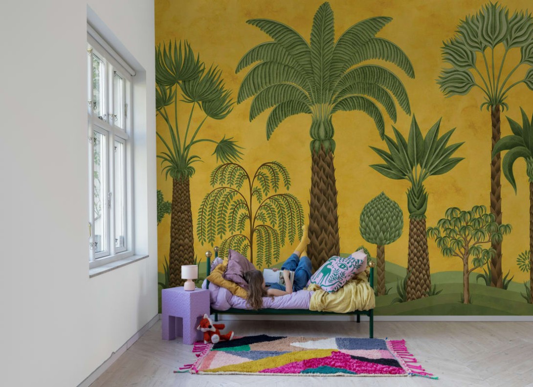 Rebel Walls R21480 Eden Escape Botanical Bliss Yellow - mural w tropikalny krajobraz