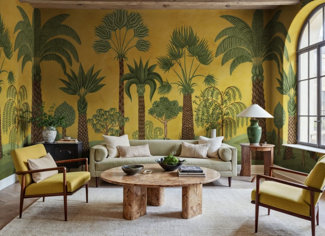 Rebel Walls R21480 Eden Escape Botanical Bliss Yellow - mural w tropikalny krajobraz