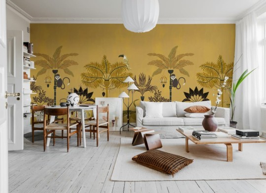 Rebel Walls R21469 Eden Escape Savanna Chic Yellow - mural w egzotyczne zwierzęta i rośliny