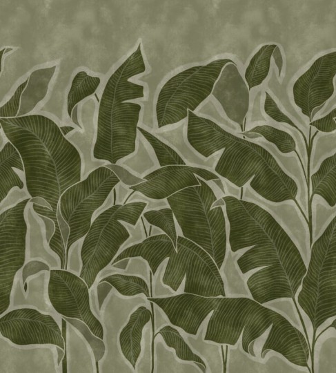 Rebel Walls R21429 Eden Escape Tropical Breeze Green - mural w duże liście