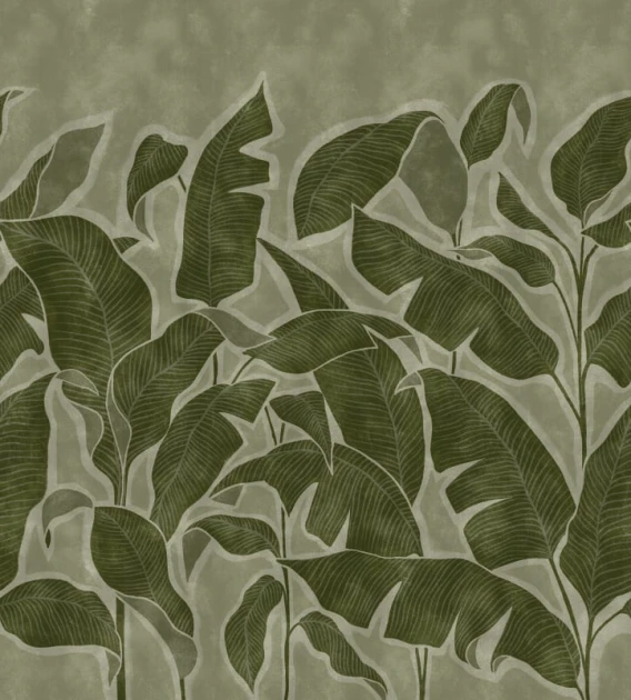Rebel Walls R21429 Eden Escape Tropical Breeze Green - mural w duże liście