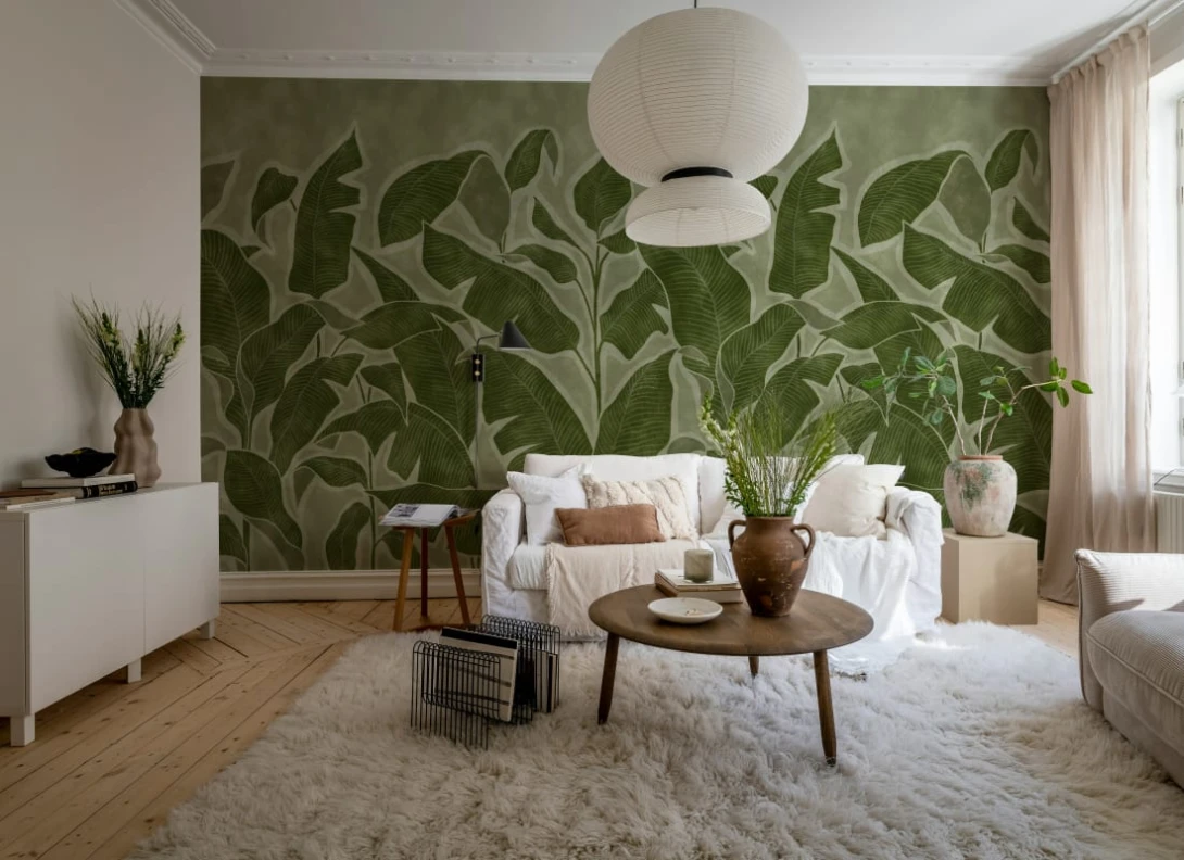 Rebel Walls R21429 Eden Escape Tropical Breeze Green - mural w duże liście