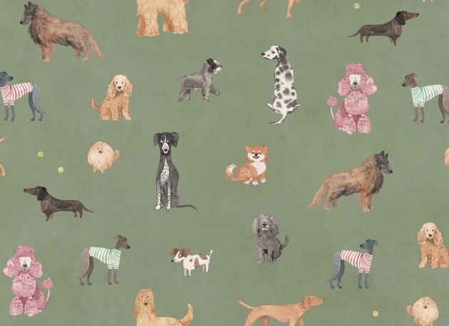Sandberg S10705 Familjen Taiga and Friends Green – mural w pieski