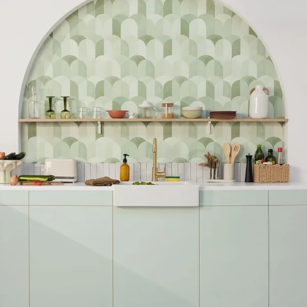 Caselio 105448465 Kitchen Box Bandol Terracota - tapeta w geometryczne łuki
