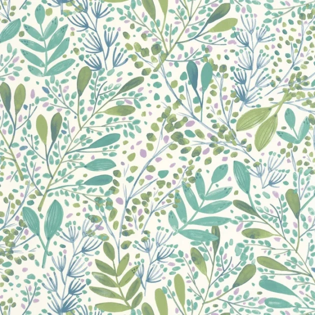 Caselio 101690746 Kitchen Box Green Life Joy Vert mauve - tapeta w roślinny motyw