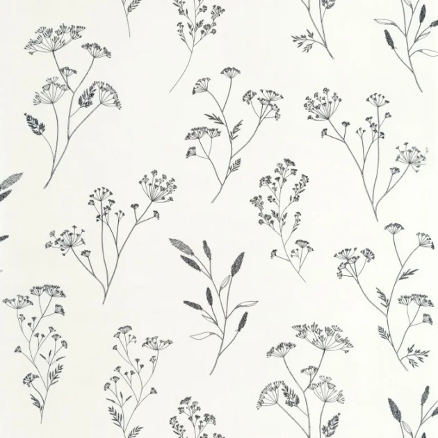 Caselio 106680928 Kitchen Box Little Graminea Noir blanc - tapeta w delikatne rośliny