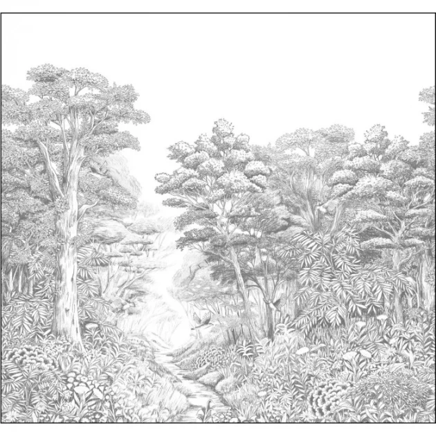 Caselio KBO106919038 Kitchen Box Inaya Noir et blanc M - mural w roślinny krajobraz