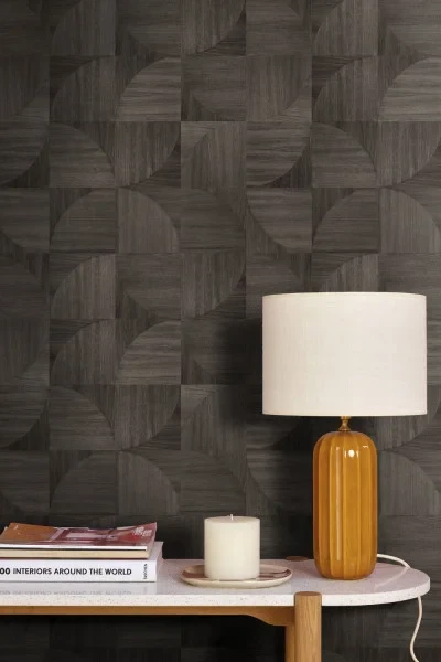 Caselio 106822002 Woodline Structura Marron - tapeta geometryczna imitująca drewno