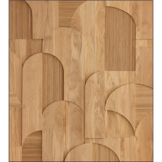 Caselio 106861001 Woodline Tassea Beig M - mural we wzór łuków imitujący drewno
