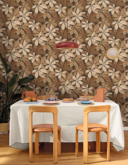Caselio 106830010 Woodline Lignaria Blanc beige - tapeta w liście z efektem drewna