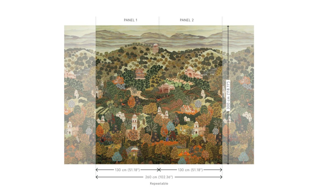 Arte 97811 Decors & Panoramiques Sundara Spring - tekstylny mural w indyjski wiosenny krajobraz