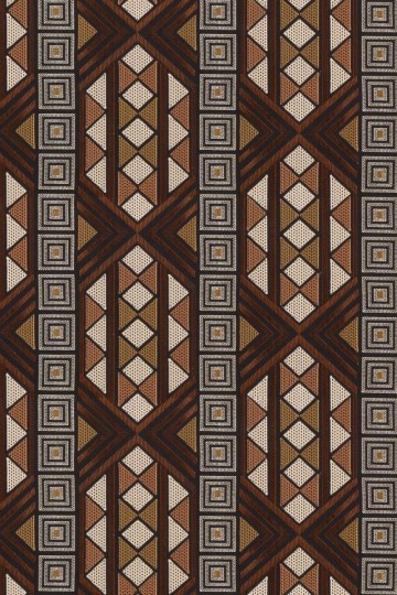 Arte 97771 Decors & Panoramiques Filigrana Cappuccino - tekstylna tapeta w haftowany wzór geometryczny w stylu art deco