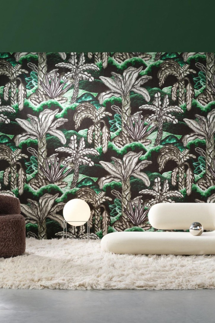 Arte 97732 Decors & Panoramiques Balata Garden Chunky Vanilla - tapeta tekstylna w tropikalną roślinność