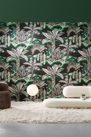 Arte 97732 Decors & Panoramiques Balata Garden Chunky Vanilla - tapeta tekstylna w tropikalną roślinność