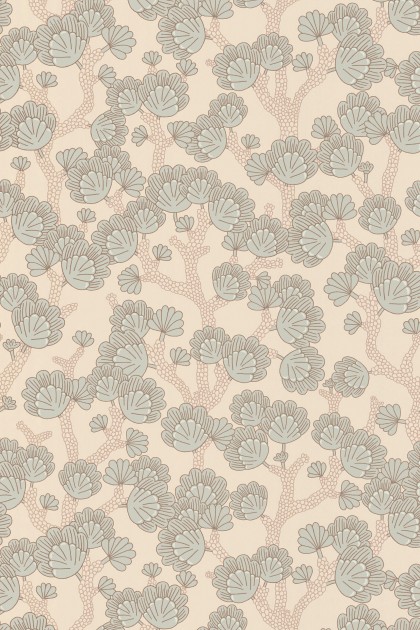 Majvillan 165-01 Beachy Breeze Sea Salt Beige - tapeta w liście miłorzębu