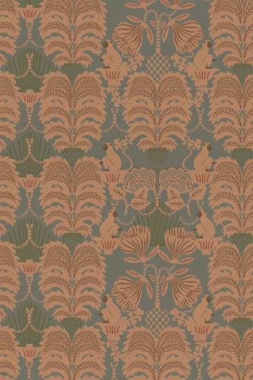 Majvillan 162-04 Hello Monkey Rosemary Green - tapeta roślinna z małpami