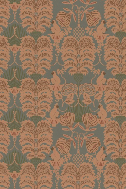 Majvillan 162-04 Hello Monkey Rosemary Green - tapeta roślinna z małpami