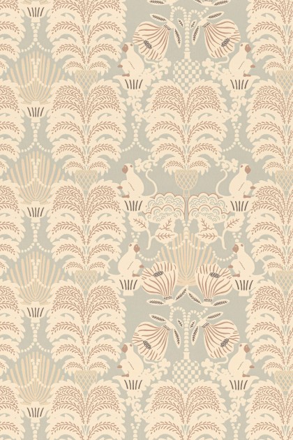 Majvillan 162-01 Hello Monkey Pale Sage Green - tapeta roślinna z małpami