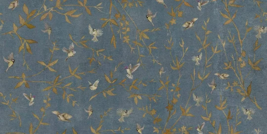 Tecnografica 69571-2 Collaborations Marco Fontana Ottone Garden Blue - mural w ptaki i liście