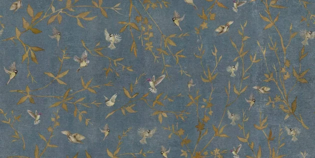 Tecnografica 69571-2 Collaborations Marco Fontana Ottone Garden Blue - mural w ptaki i liście