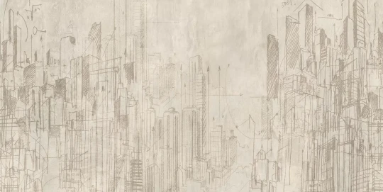 Tecnografica 56622-5 Collaborations The Sign Grattacieli Beige - mural w szkic miasta