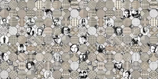 Tecnografica 60932-1 Collaborations Marco Fontana Croisette Sombre - mural w geometryczny wzór i twarze