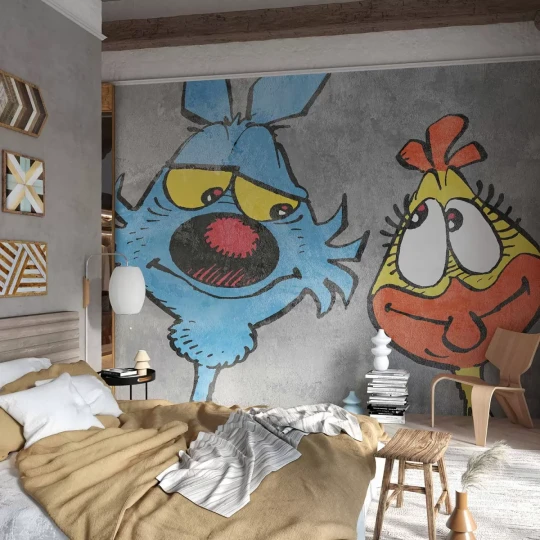 Tecnografica 79060-4 Collaborations Lupo Alberto By Silver Alberto e Marta Vintage Grey - mural dla dzieci w bajkowe postacie