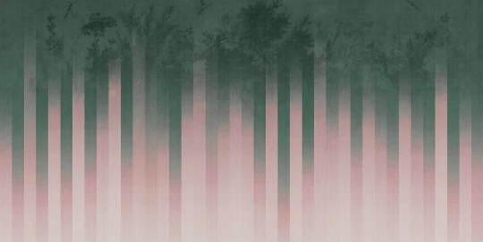 Tecnografica 83429-3 Collaborations Paolo Giordano & Simona Cardinetti Daintree Green-Pink - mural paski i rośliny