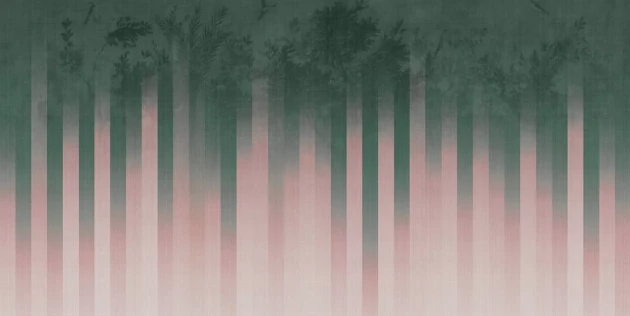 Tecnografica 83429-3 Collaborations Paolo Giordano & Simona Cardinetti Daintree Green-Pink - mural paski i rośliny