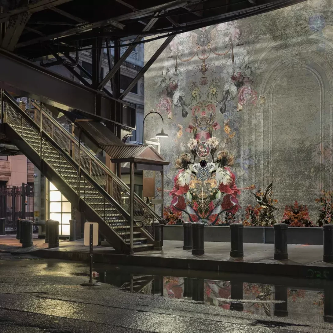 Tecnografica 74501-1 Collaborations Mad Dairon - mural w motyw architektoniczny i roślinny
