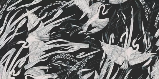 Tecnografica 73682-2 Collaborations Feanne Egrets Black - mural w żurawie