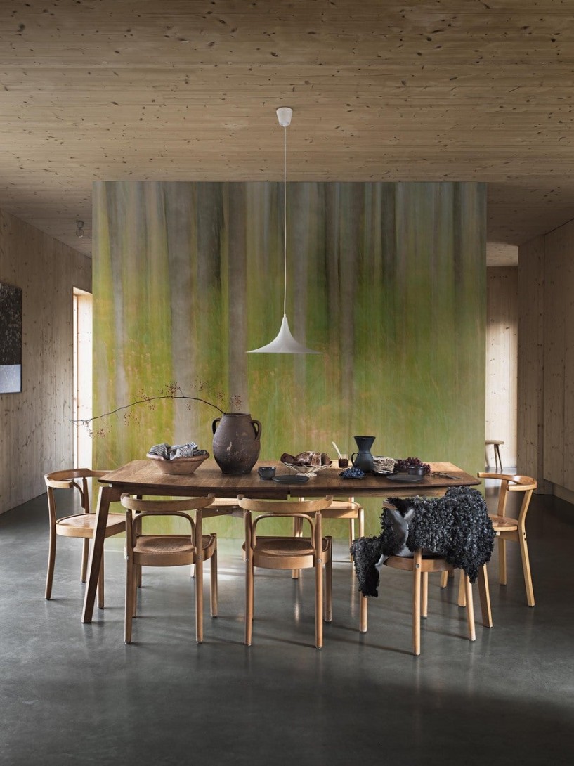 Boras Tapeter 9771W Marie Mattsson Oktoberbjörkar Green - mural abstrakcyjny