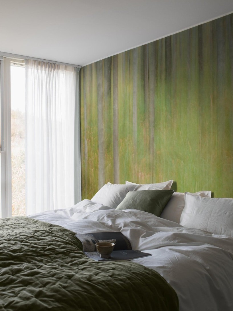 Boras Tapeter 9771W Marie Mattsson Oktoberbjörkar Green - mural abstrakcyjny