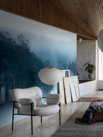 Boras Tapeter 9780W Marie Mattsson Delsjön Blue - mural w las i mgłę