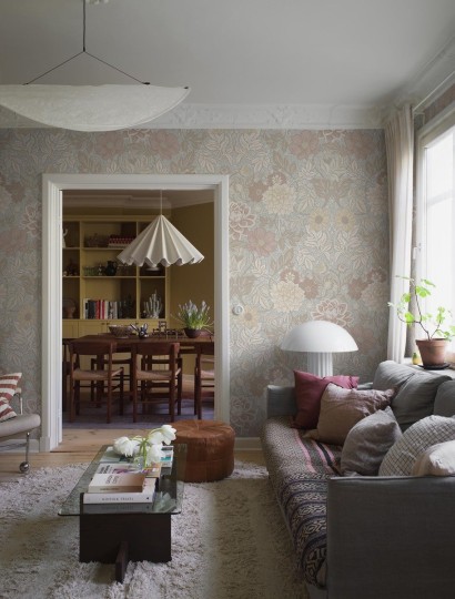 Boras Tapeter 9723W Studio Dahlia Garden Grand Beige - mural w duże kwiaty dalii