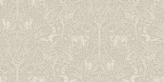 Boras Tapeter 9753W Studio Under the Elder Tree Grand Beige - mural w leśne zwierzęta i rośliny