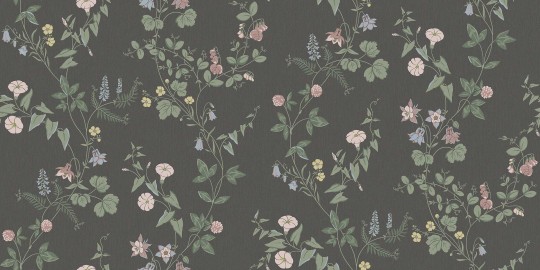 Boras Tapeter 9754W Studio Midsummer Eve Grand Black - mural w polne kwiaty